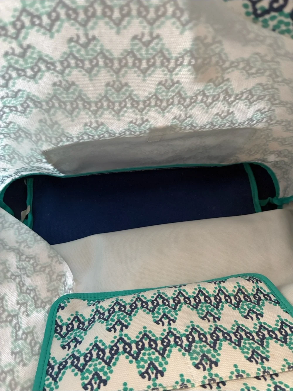 Vineyard Vines Blue, Teal & White Patterned Canvas Backpack